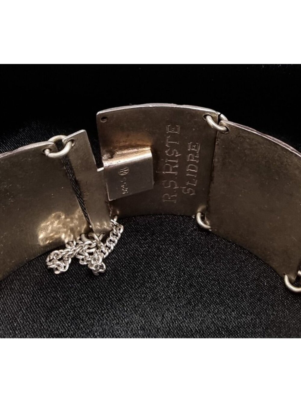 Vintage Norwegian R.S. Riste Slidre 925 Sterling Silver Black Enamel Bracelet - Picture 5 of 5